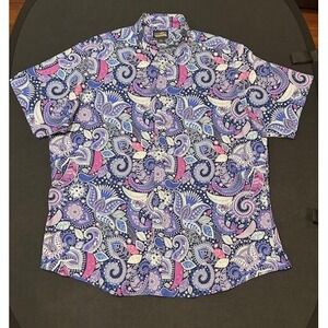 Cremieux Mens Premium Buttoned Shirt All Over Print Paisley Purple/Blue-Size 2XL